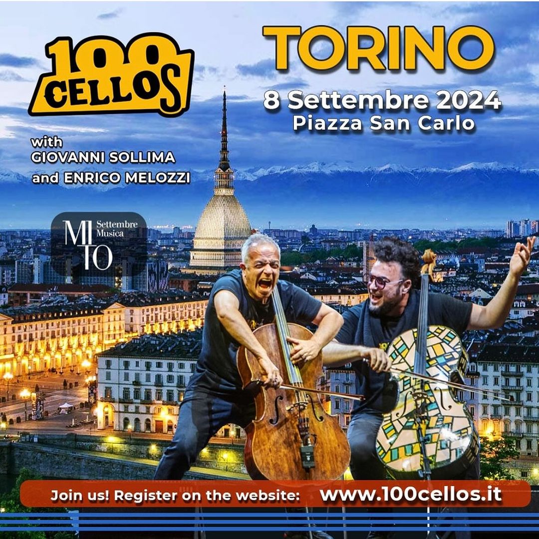 I violoncellisti dell’Accademia Suzuki Talent Center con i 100 Cellos a Torino